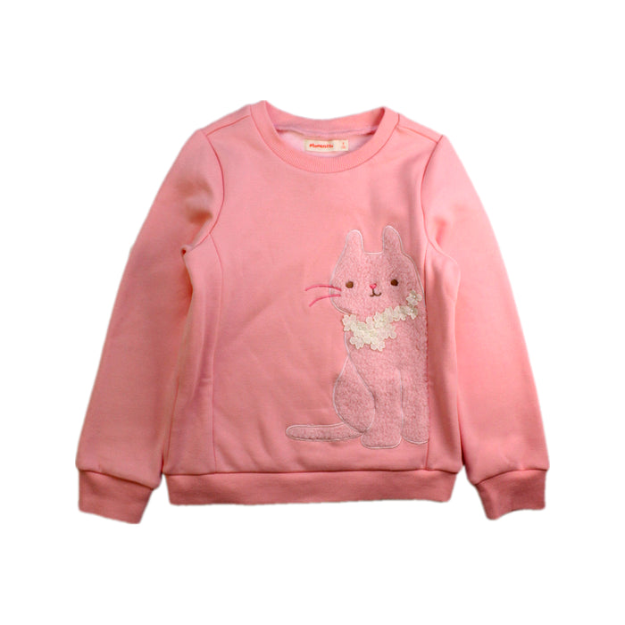 A Pink Crewneck Sweatshirts from Momonittu in size 8Y for girl. (Front View)