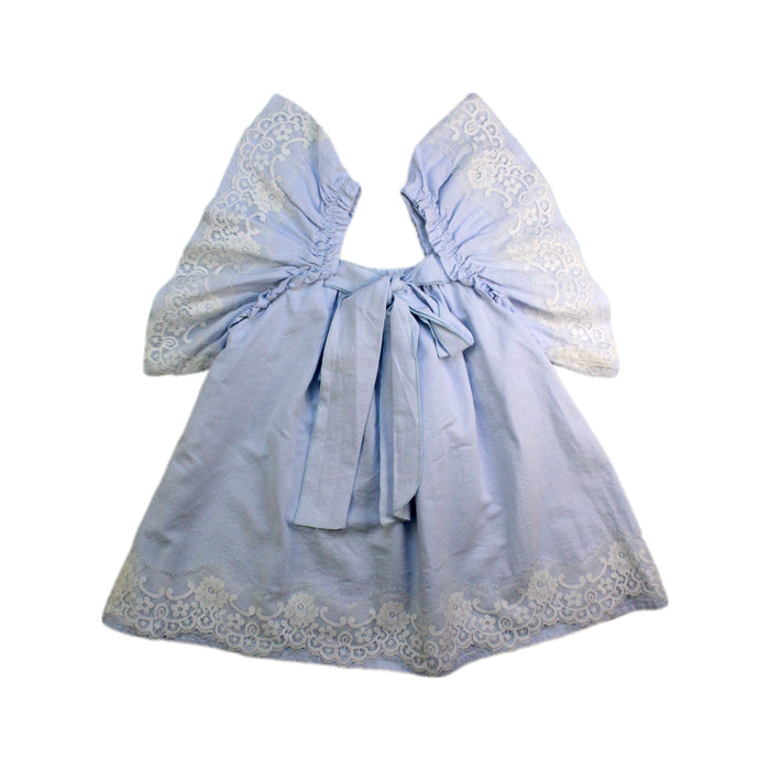 A Blue Long Sleeve Dresses from Phi Clothing in size 3T for girl. (Back View)