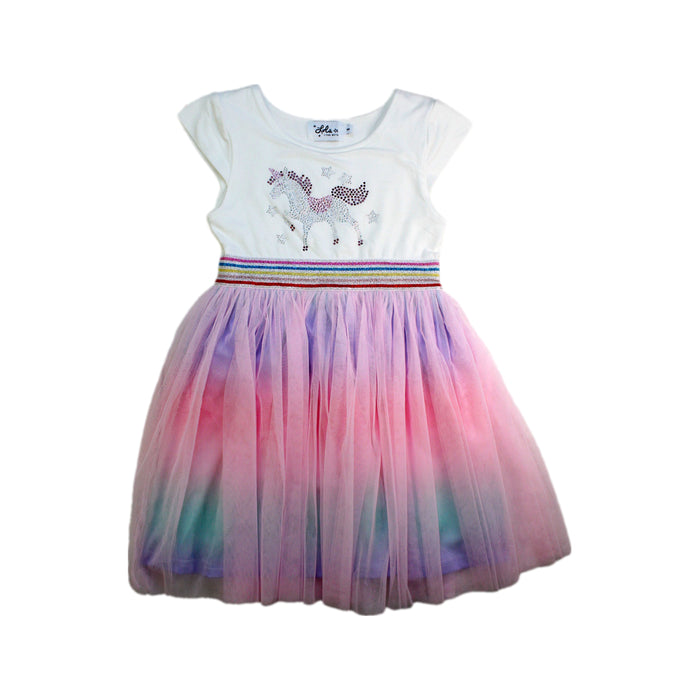 A Multicolour Short Sleeve Dresses from Lola + The Boys in size 5T for girl. (Front View)