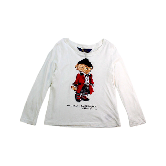 A White Long Sleeve T Shirts from Polo Ralph Lauren in size 3T for girl. (Front View)