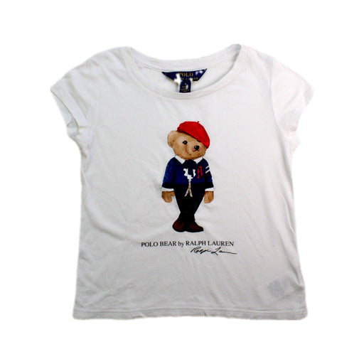 A White Short Sleeve T Shirts from Polo Ralph Lauren in size 4T for girl. (Front View)