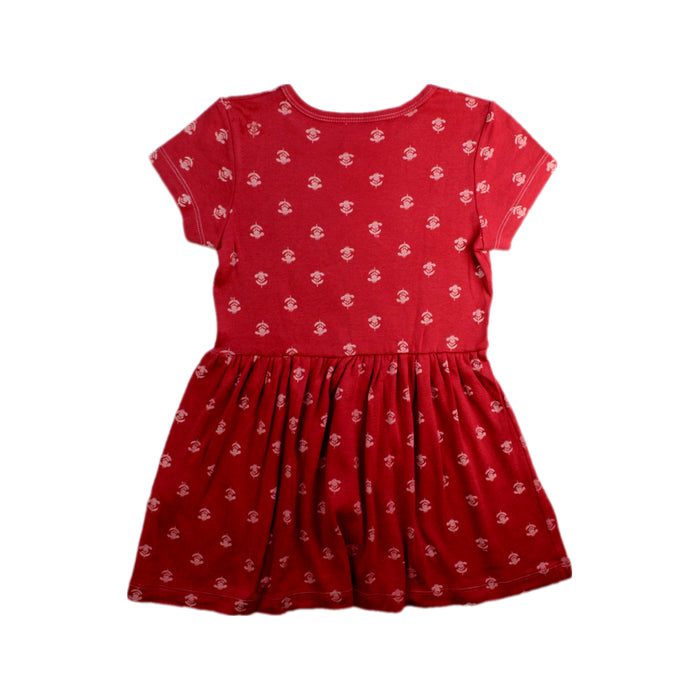 A Red Short Sleeve Dresses from Petit Bateau in size 4T for girl. (Back View)