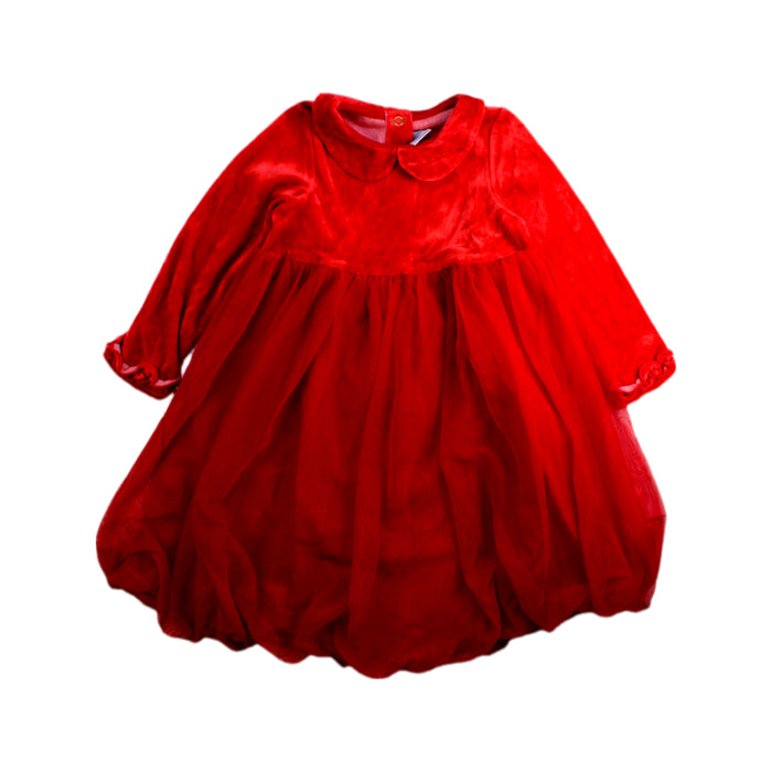 A Red Long Sleeve Dresses from Petit Bateau in size 3T for girl. (Front View)