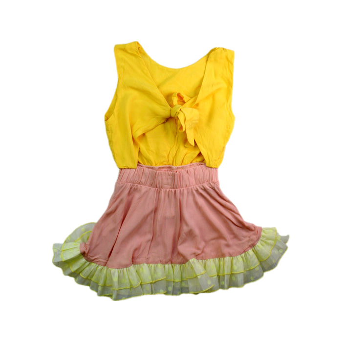 A Yellow Sleeveless Dresses from Wauw Capow in size 4T for girl. (Back View)