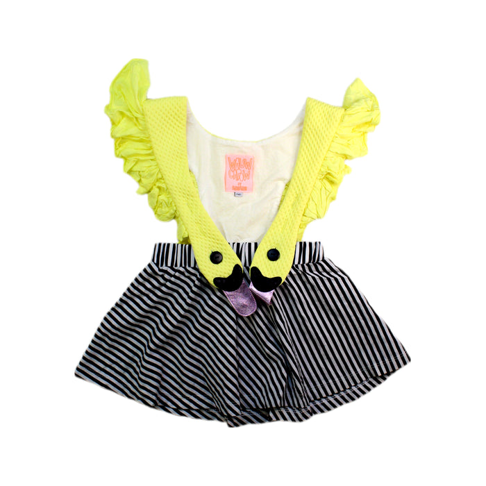 A Yellow Overall Dresses from Wauw Capow in size 3T for girl. (Front View)
