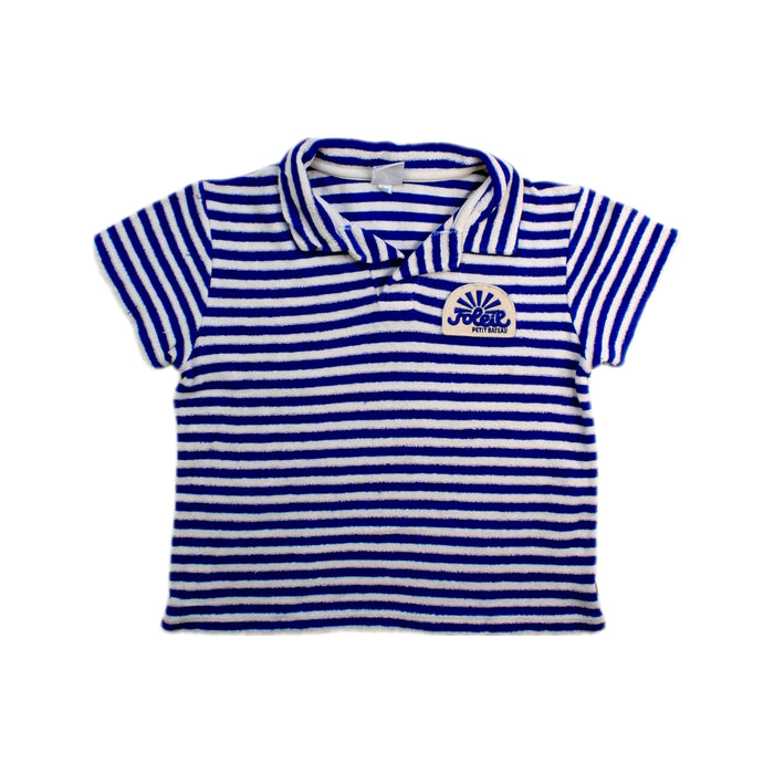 A Blue Short Sleeve T Shirts from Petit Bateau in size 4T for boy. (Front View)