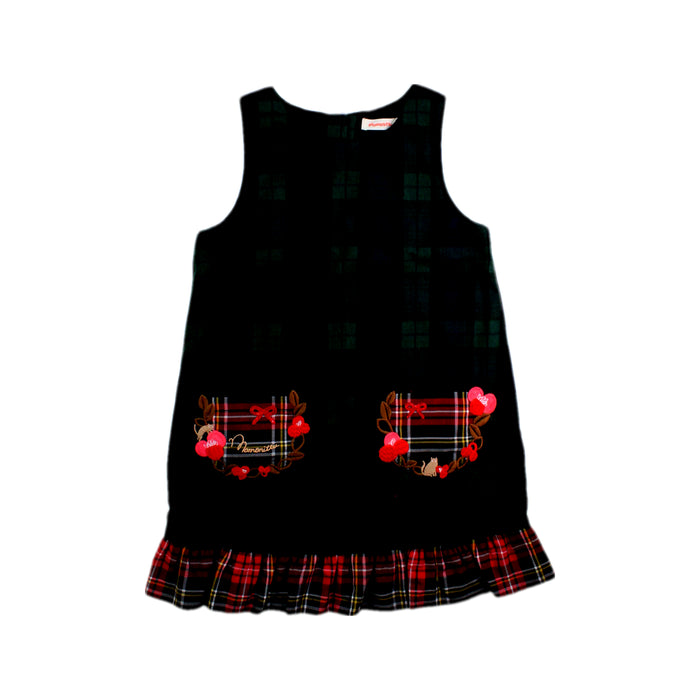 A Black Sleeveless Dresses from Momonittu in size 6T for girl. (Front View)