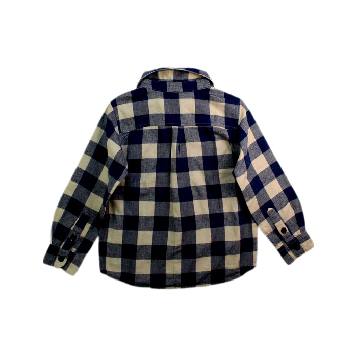 A Blue Long Sleeve Shirts from Petit Bateau in size 4T for boy. (Back View)