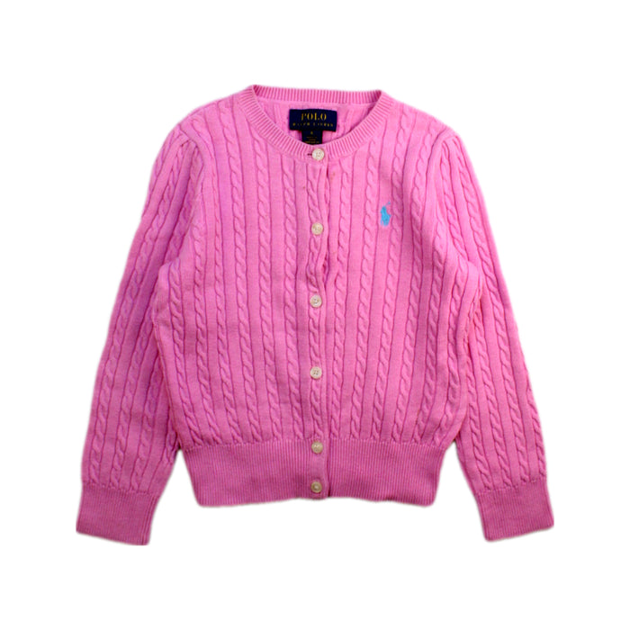 A Pink Cardigans from Polo Ralph Lauren in size 4T for girl. (Front View)