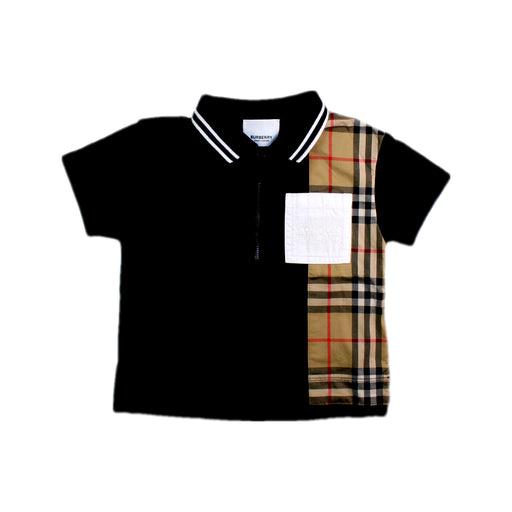 A Black Short Sleeve Polos from Burberry in size 6-12M for boy. (Front View)