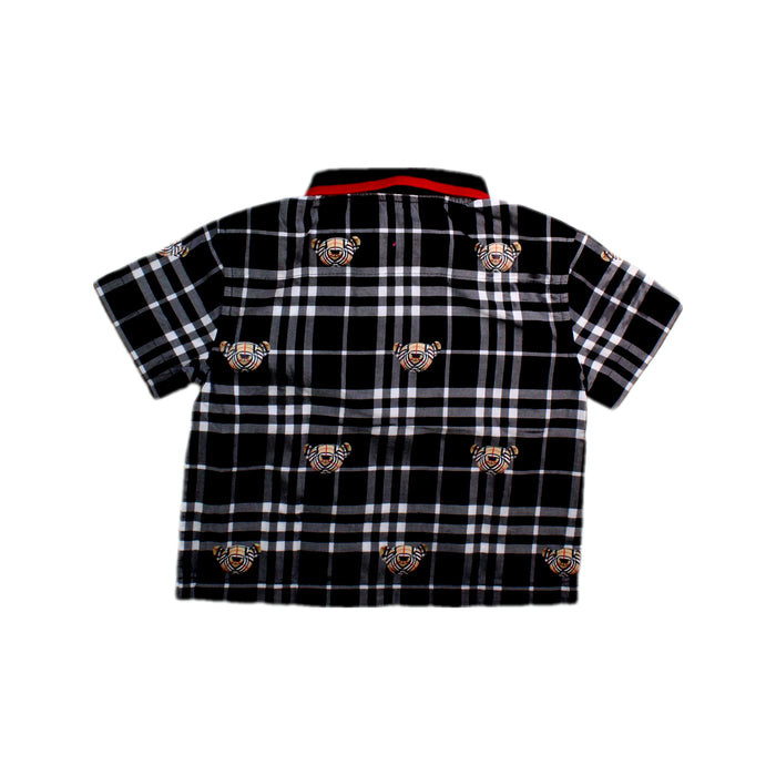 A Black Short Sleeve Polos from Burberry in size 6-12M for boy. (Back View)