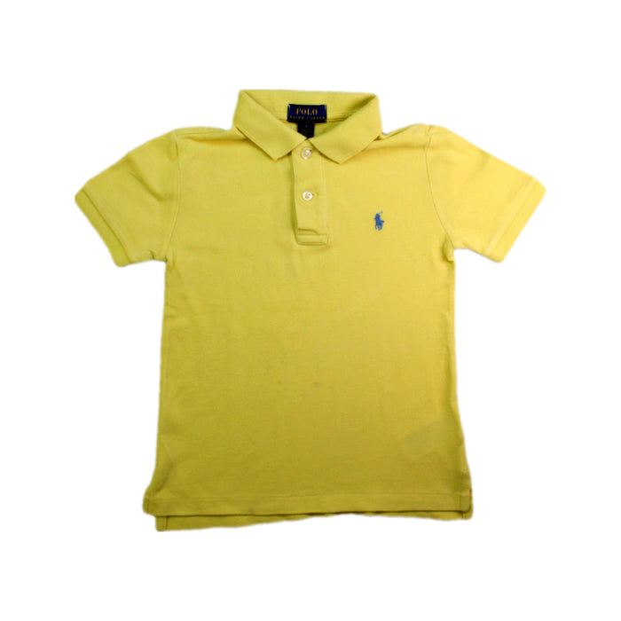 A Yellow Short Sleeve Polos from Polo Ralph Lauren in size 4T for boy. (Front View)