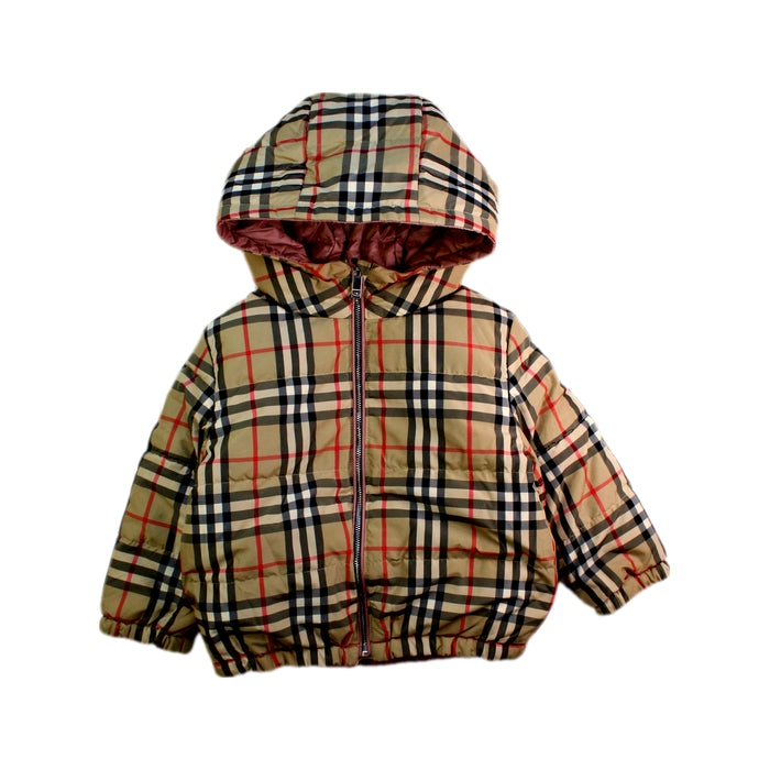 A Beige Puffer/Quilted Jackets from Burberry in size 2T for girl. (Front View)