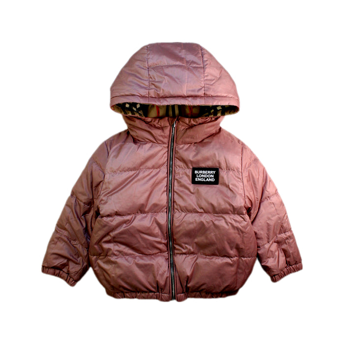 A Beige Puffer/Quilted Jackets from Burberry in size 2T for girl. (Back View)
