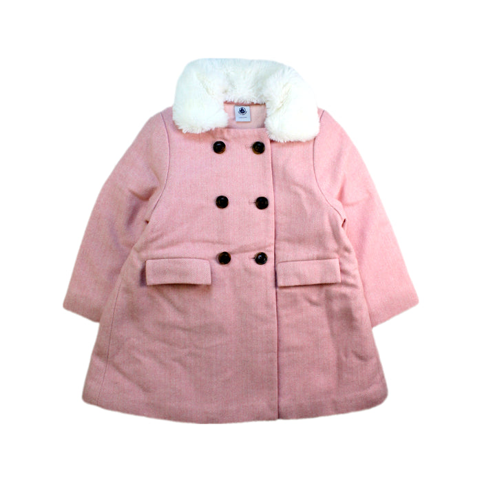 A Pink Coats from Petit Bateau in size 4T for girl. (Front View)