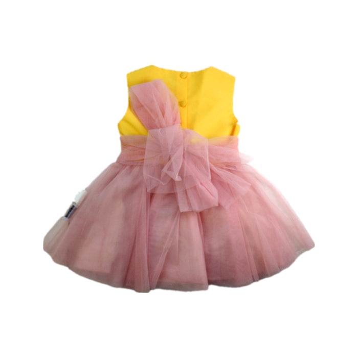 A Yellow Sleeveless Dresses from I Pinco Pallino in size 2T for girl. (Back View)