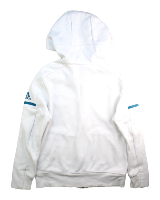 A White Hooded Sweatshirts from Adidas in size 10Y for boy. (Back View)