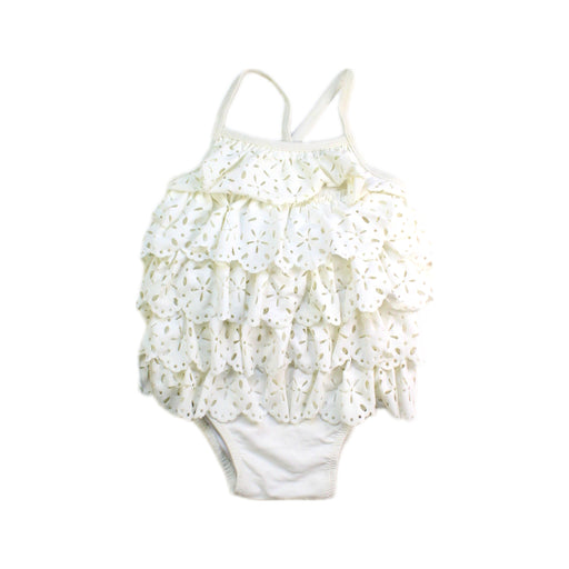 A White Swimsuits from Bardot Junior in size 12-18M for girl. (Front View)