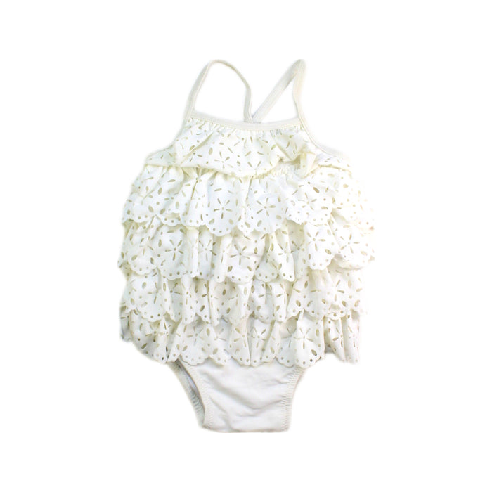 A White Swimsuits from Bardot Junior in size 12-18M for girl. (Front View)