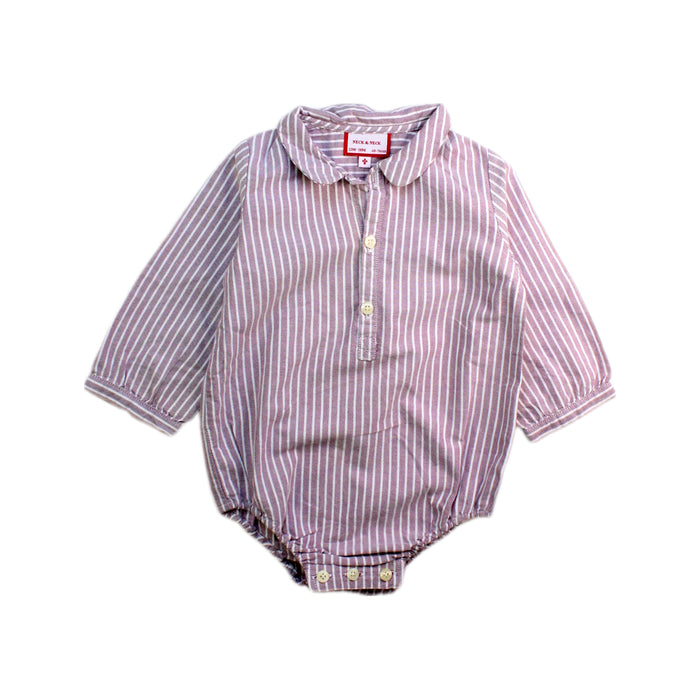 A Purple Long Sleeve Bodysuits from Neck & Neck in size 12-18M for neutral. (Front View)