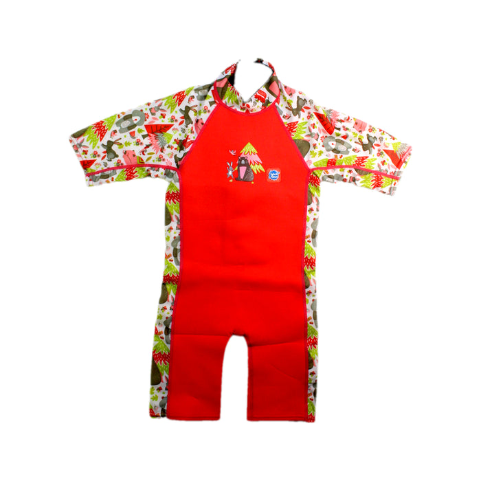 A Red Wetsuits from Splash About in size 12-18M for neutral. (Front View)