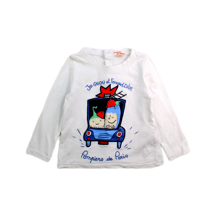A White Long Sleeve T Shirts from DPAM in size 12-18M for boy. (Front View)