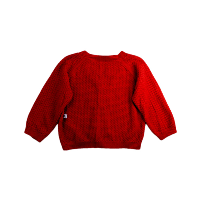 A Red Cardigans from Petit Bateau in size 12-18M for girl. (Back View)