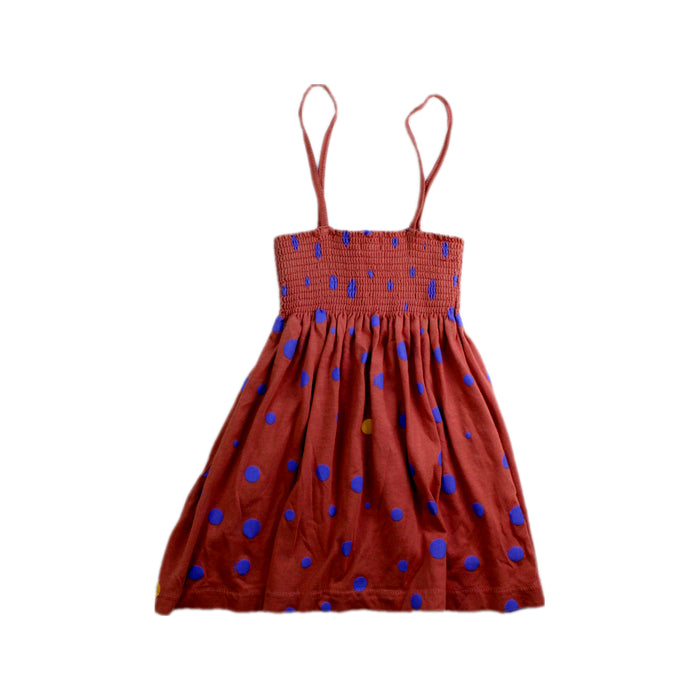 A Red Sleeveless Dresses from Oeuf in size 18-24M for girl. (Back View)