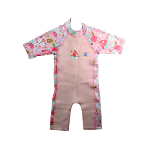 A Pink Wetsuits from Splash About in size 12-18M for girl. (Front View)