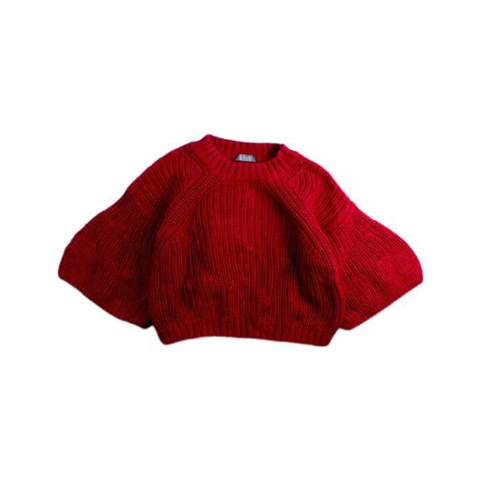 A Red Knit Sweaters from Il Gufo in size 3T for girl. (Front View)