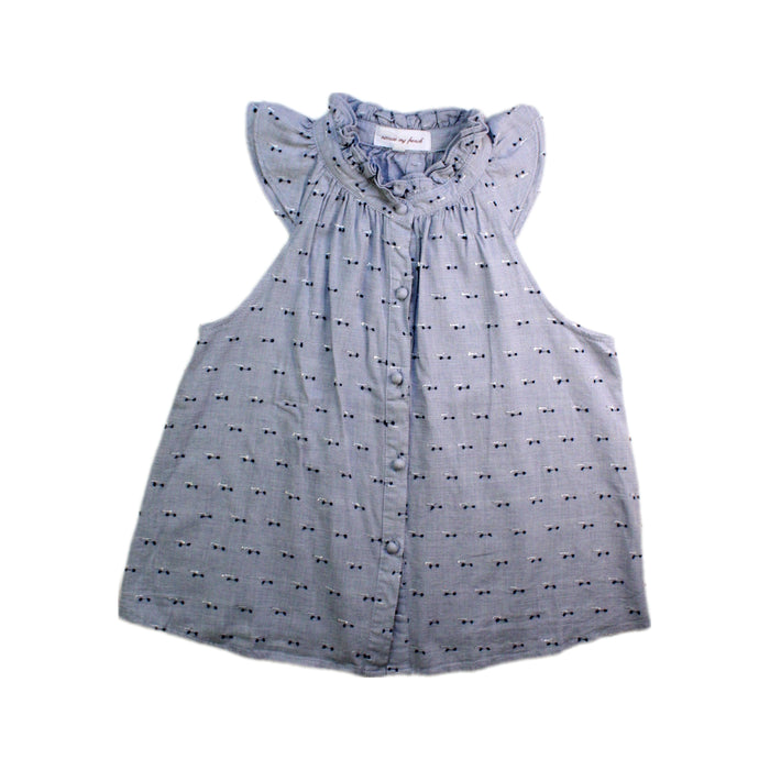 A Blue Sleeveless Shirts from Excuse My French in size 8Y for girl. (Front View)
