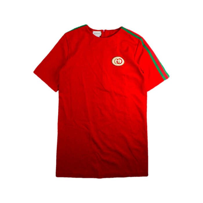 A Red Short Sleeve Dresses from Gucci in size 12Y for girl. (Front View)
