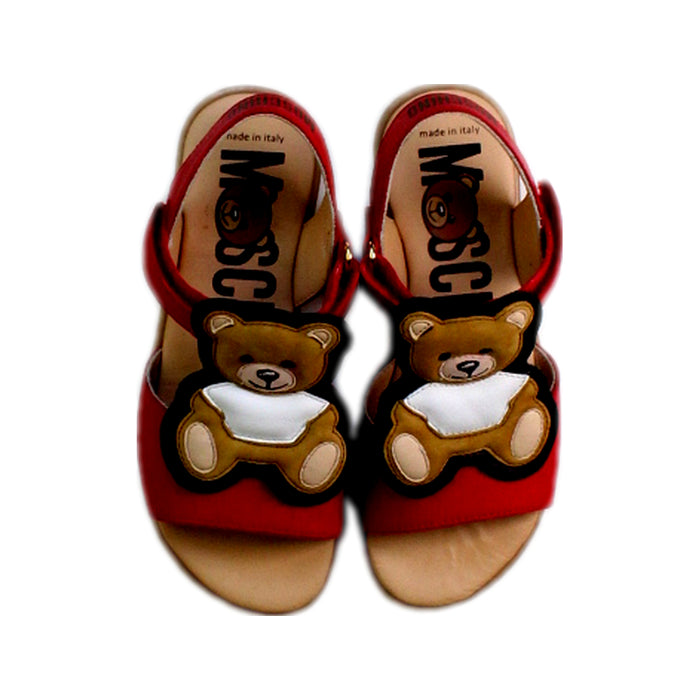 A Red Sandals from Moschino in size 5T for girl. (Back View)
