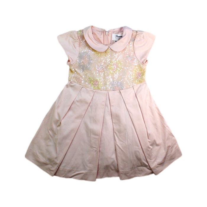 A Pink Short Sleeve Dresses from Bonpoint in size 4T for girl. (Front View)