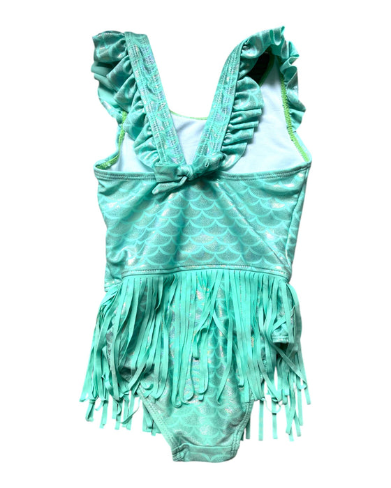 A Teal Swimsuits from The Original Flap Happy in size 3T for girl. (Back View)
