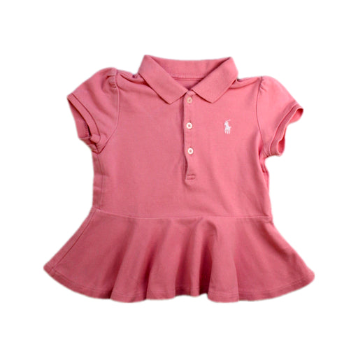 A Pink Short Sleeve Polos from Ralph Lauren in size 6-12M for girl. (Front View)