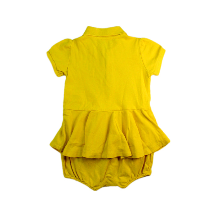 A Yellow Short Sleeve Rompers from Ralph Lauren in size 6-12M for girl. (Back View)