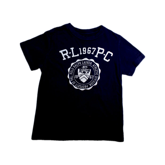 A Navy Short Sleeve T Shirts from Polo Ralph Lauren in size 6T for neutral. (Front View)