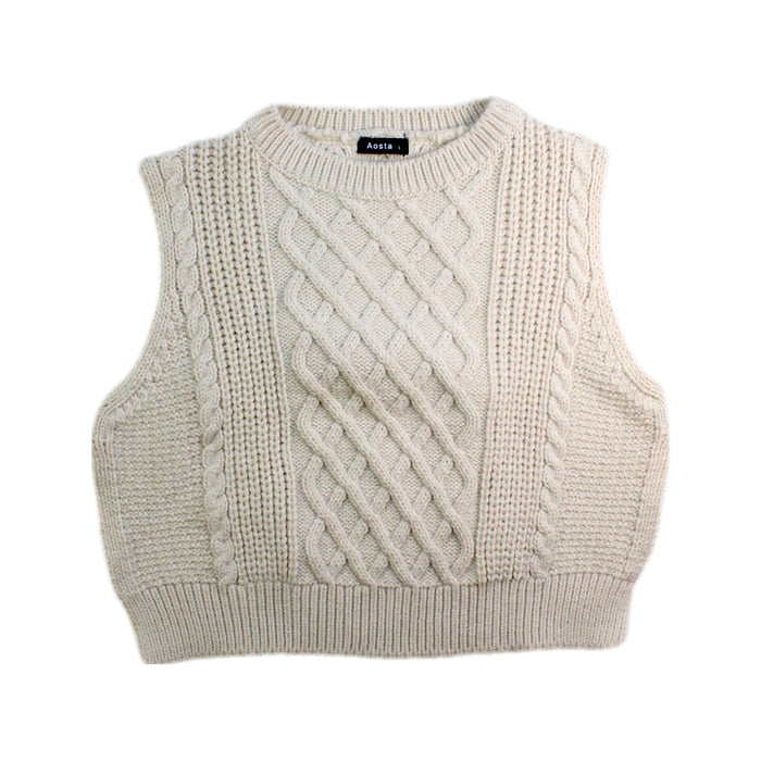 A Beige Sweater Vests from Aosta in size 2T for girl. (Front View)