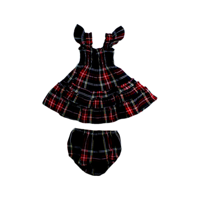 A Red Dress Sets from Hill House in size 6-12M for girl. (Back View)