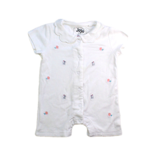 A White Short Sleeve Rompers from Jojo Maman Bébé in size 0-3M for girl. (Front View)