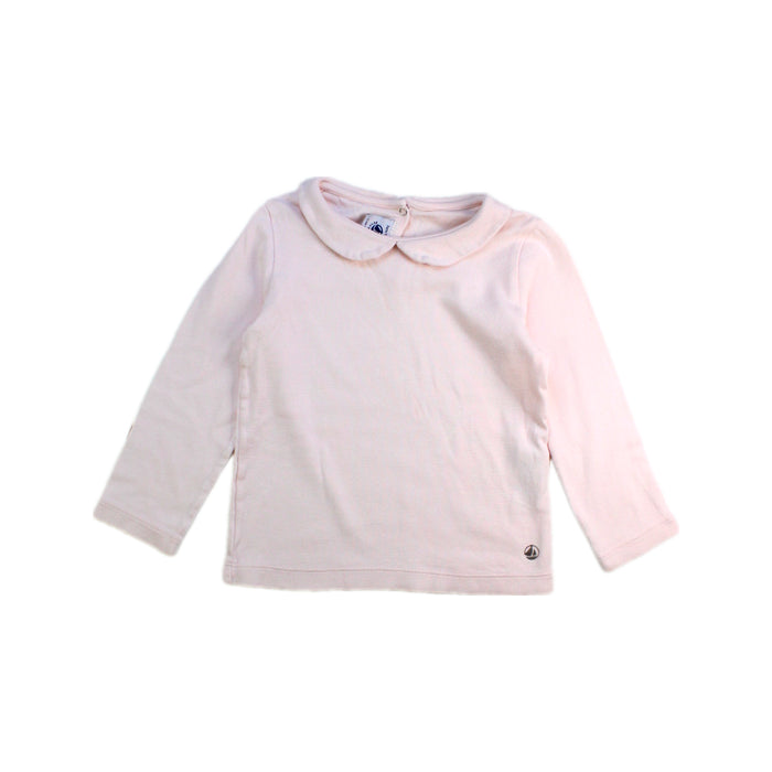 A Pink Long Sleeve Tops from Petit Bateau in size 3T for girl. (Front View)