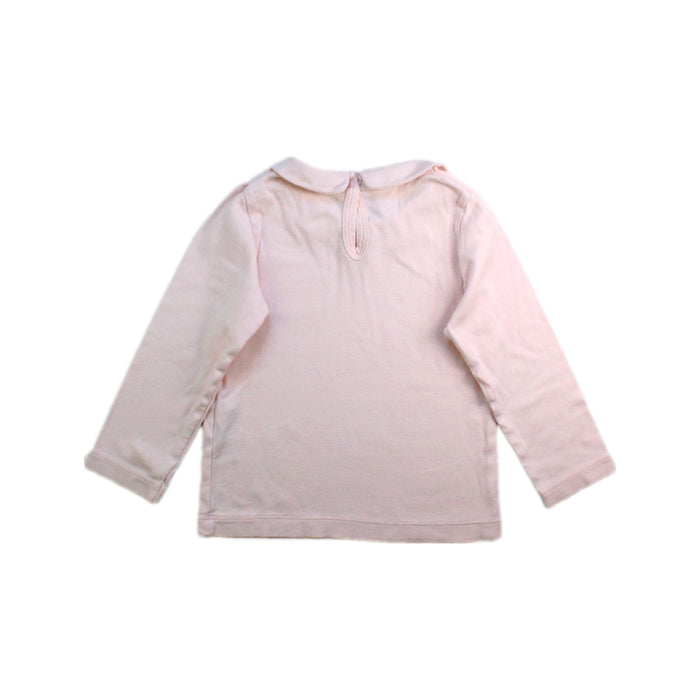 A Pink Long Sleeve Tops from Petit Bateau in size 3T for girl. (Back View)