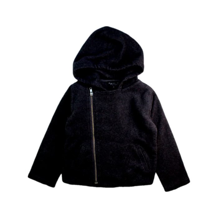 A Black Hooded Sweatshirts from Agnes B Enfant in size 6T for girl. (Front View)