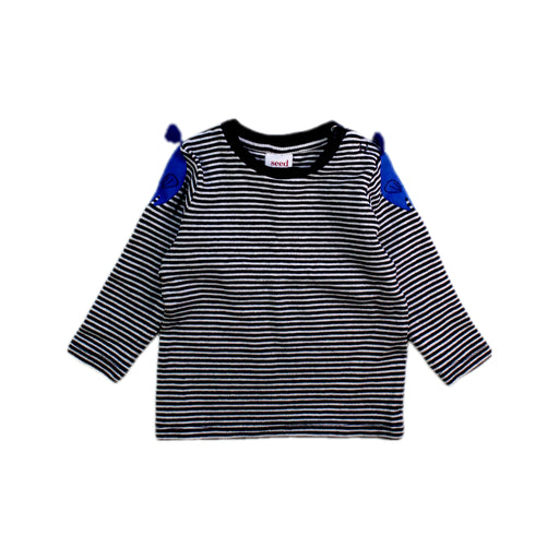 A Black Long Sleeve Tops from Seed in size 3-6M for boy. (Front View)
