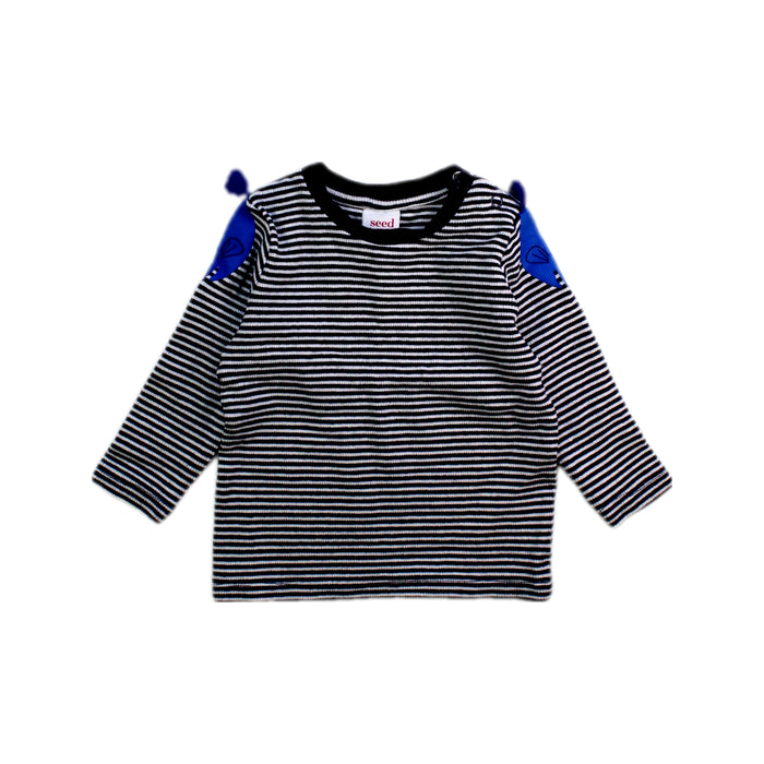 A Black Long Sleeve Tops from Seed in size 3-6M for boy. (Front View)