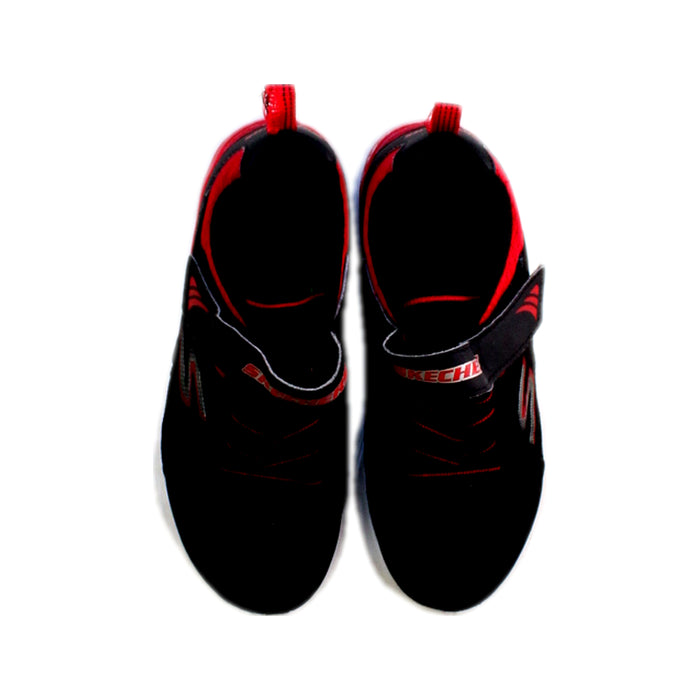 A Black Sneakers from Skechers in size 10Y for boy. (Back View)
