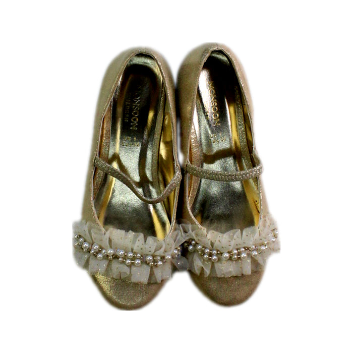 A Gold Flats from Monsoon in size 7Y for girl. (Back View)