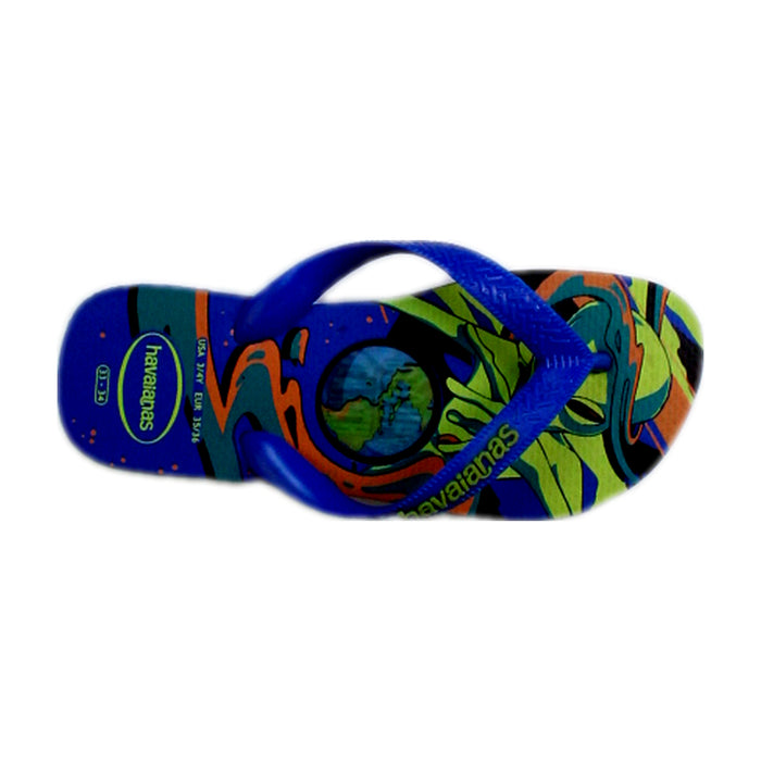 A Blue Flip Flops from Havaianas in size 10Y for boy. (Front View)