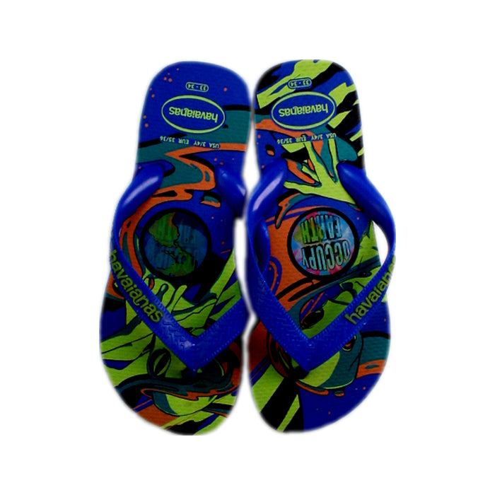 A Blue Flip Flops from Havaianas in size 10Y for boy. (Back View)